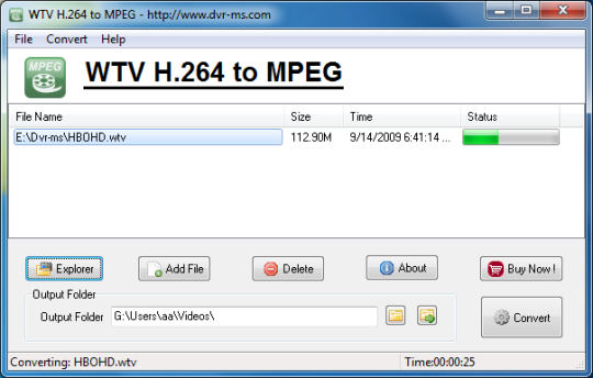 WTV H.264 to MPEG Converter