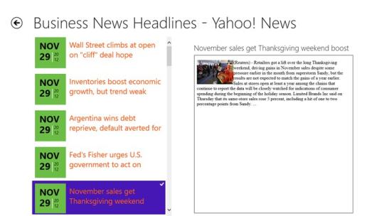 Yahoo! Business News for Windows 8