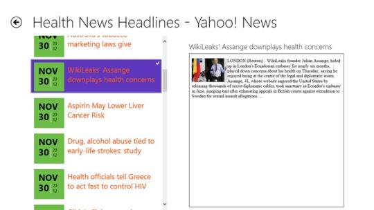 Yahoo Health News for Windows 8