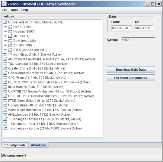Yahoo Historical EOD Data Downloader