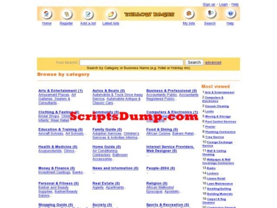 Yellow Pages Script PHP ScriptsDump