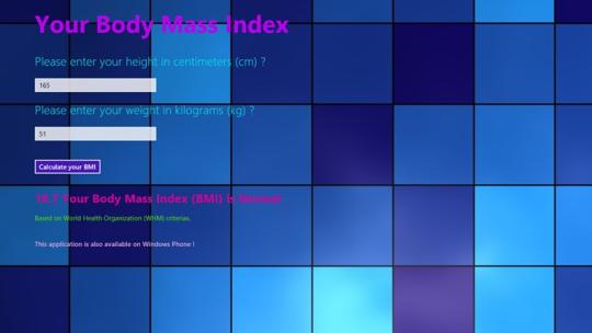 Your Body Mass Index for Windows 8