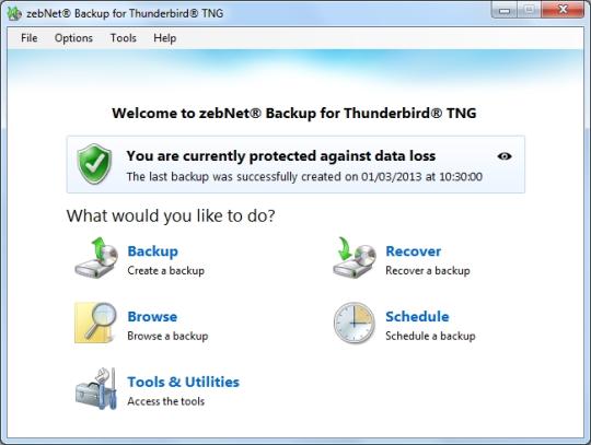 zebNet Backup for Thunderbird TNG
