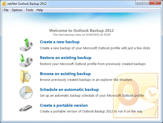 ZebNet Outlook Backup 2012